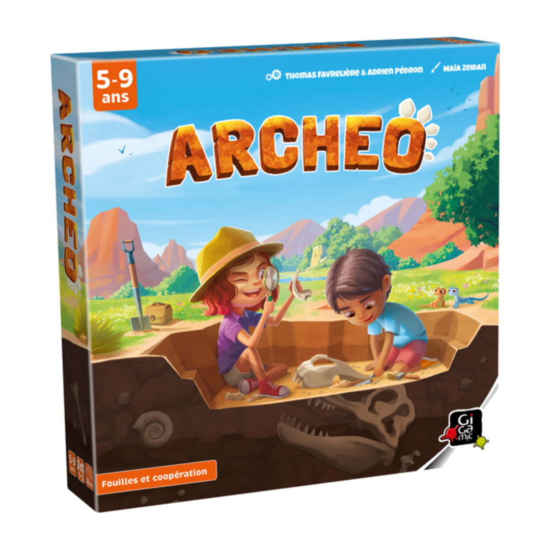 Archéo – boîte officielle, vue de face, côté et dessus