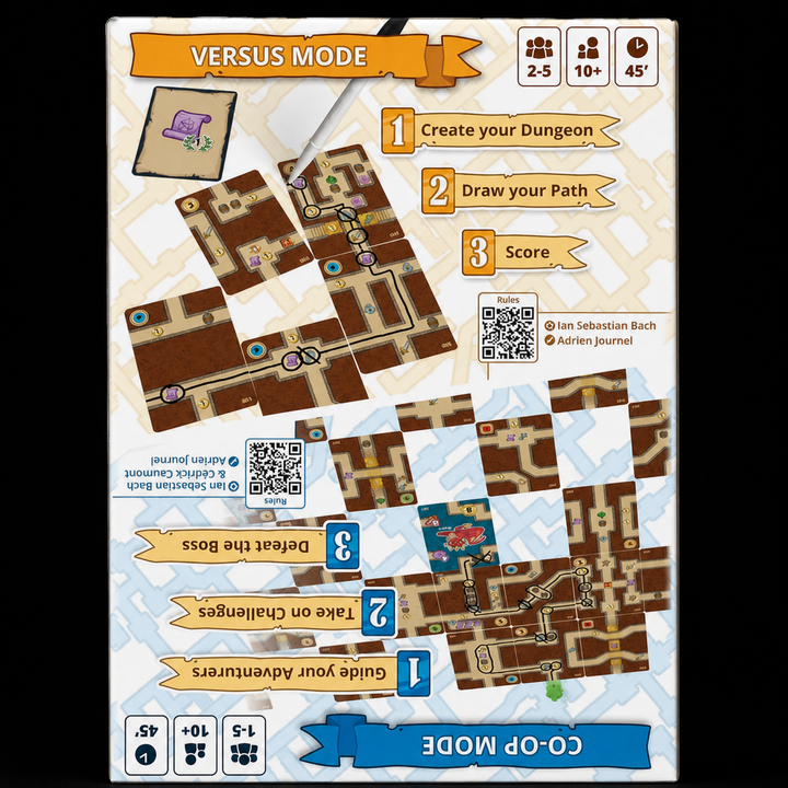 Map Masters – dos de la boîte présentant les modes versus et coopératif