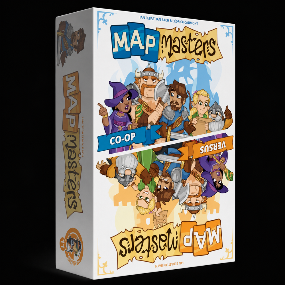 Map Masters – boîte du jeu de société sur fond noir