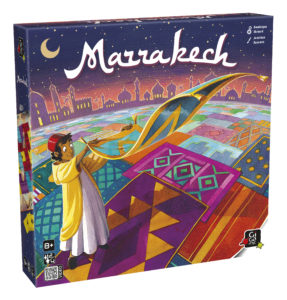 Marrakech — boîte du jeu en perspective, côté gauche visible.