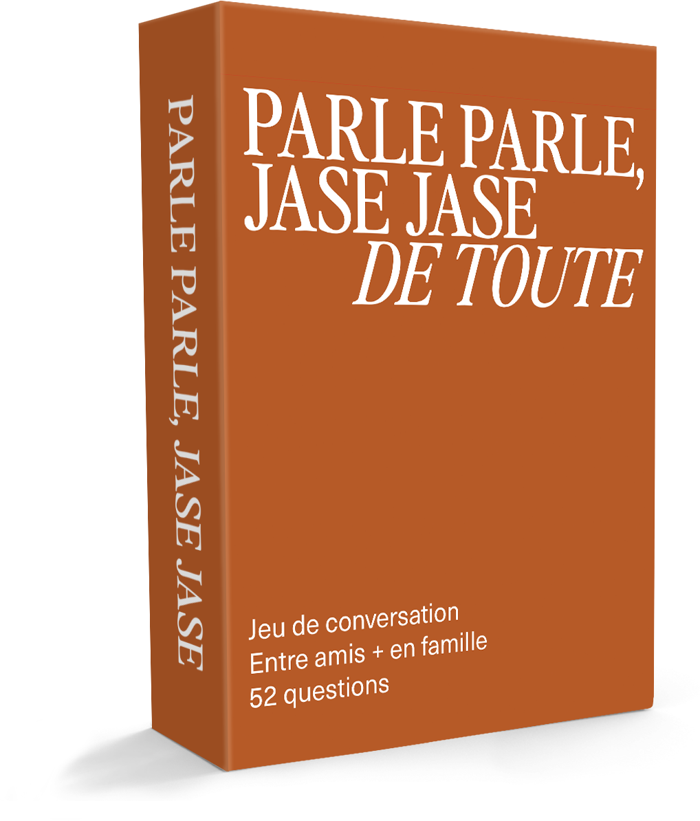 Parle Parle, Jase Jase : De Toute — boîte du jeu en perspective, côté gauche visible.
