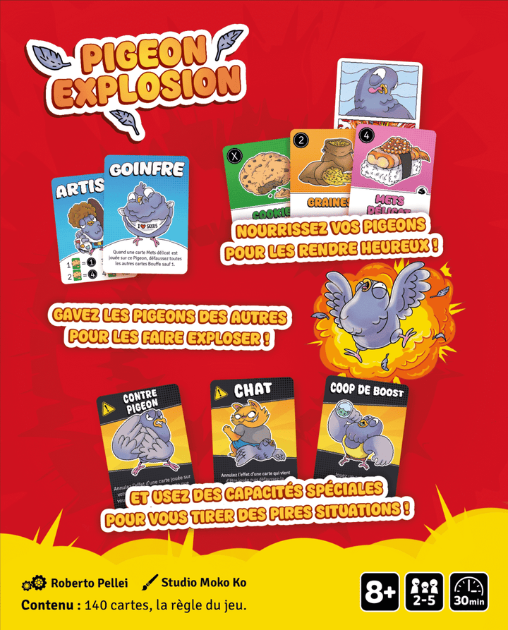 Pigeon Explosion — dos de la boîte.