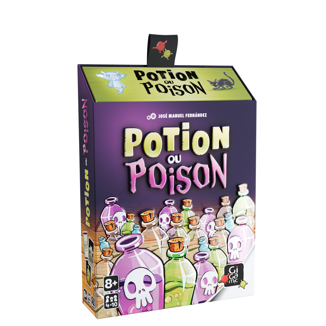 Potion ou Poison — boîte du jeu en perspective, côté gauche visible.