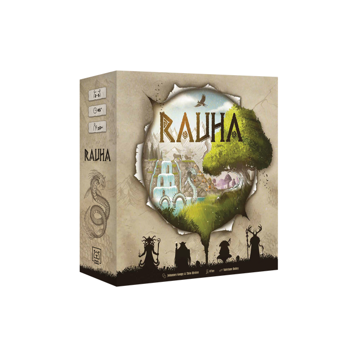 Rauha — boîte du jeu en perspective, côté gauche visible.