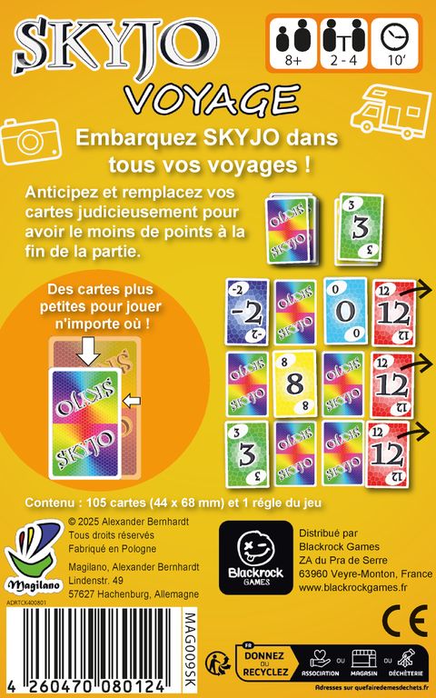 Skyjo Voyage — dos de la boîte.